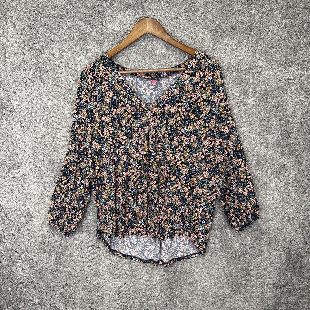 Vince Camuto Women’s Popover Blouse Too Floral Size Large 3/4 Sleeve Stretch
